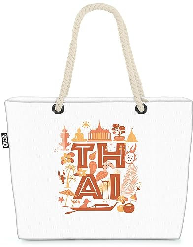 VOID Thailand Tempel Statue Strandtasche Shopper 58x38x16cm 23L XXL Einkaufstasche Tasche Reisetasche Beach Bag