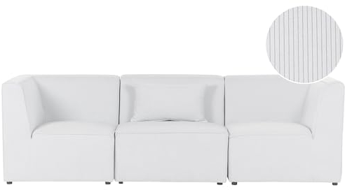 Beliani Modernes 3-Sitzer Modul Sofa mit Armlehnen Stoffbezug Cord weiß Lemvig