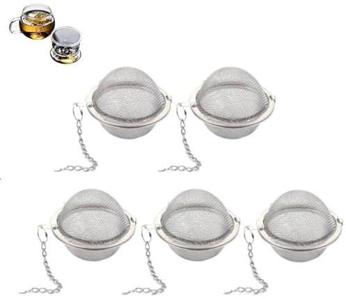 Teesieb, Tee-Ei, Teekugel mit Kette, Teeei, Teefilter, Feinmaschiges Teefilter, Edelstahl Tee-Sieb für losen Tee, Teeei für Tasse, Gewürzsieb zum mitkochen - Kräutersieb, Premium Sieb,Faltbare