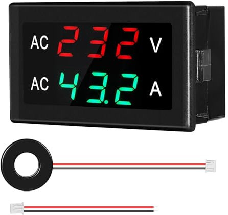 DEWIN Amperometro Voltmetro Digitale LCD AC50-500V 120A Amperometro Voltmetro da Pannello Misuratore di Tensione di Corrente Amperometro Digitale con CT