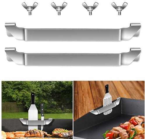 Blackstone Pfannenwenderhalter, Edelstahl-Grillspachtel, Grill-Halte-Werkzeug für die Seite der Grillplatte, flache Oberseite, Torwart für Outdoor, Camping, Picknick, Grillen, unverzichtbares Zubehör