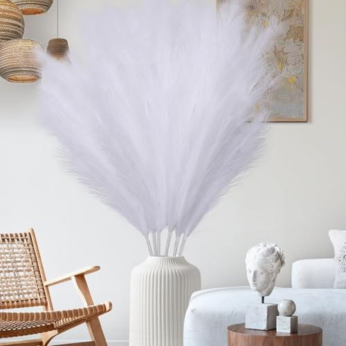 Mbsomnus 6 Pièces Herbe de la Pampa 110cm Pampas Sechees Decoration XXL Pampa Artificielle Bouquet Fleurs Séchées Naturelles Pampa Herbe pour Salon Mariage Bureau Chambre à Coucher (Blanc)