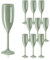SMAODSGN 10 Pcs Green Champagne Glasses Shatterproof Wine Glasses Plastic Wine Flutes Set of 10 Wedding Champagne Flutes Stemmed Champagne Glasses For Party Holidays Anniversary 5.4 Oz