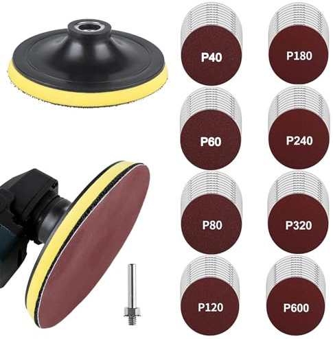 80PCS Angle Grinder Discs, Sanding Discs for Drill with Drill Sanding Attachment, Upgraded Angle Grinder Discs, 125mm Hook and Loop Sanding Discs for Drill (40/60/80/120/180/240/320/600 Grit)