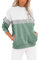 Cuptacc Pullover für Damen Sweatshirt Rundhals Farbblock Sportshirt Damen Langarm Casual Locker Oberteile Grün Klein S 34-36