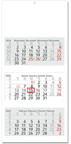 Timr 3-Monatskalender 2025 Blanko Weiß I Wandkalender 3 Monate I 33 x 70 cm I mehrsprachig D/GB/F/ES Jahresplaner mit Schieber I Mehrblatt-Kalender Blanko I tr278