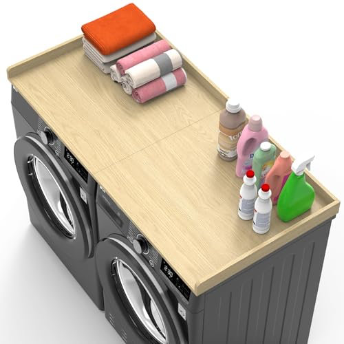 Waschtrockner-Arbeitsplatte, 137,2 x 69,8 cm, Waschmaschine und Trockner, Arbeitsplatte, Waschküche, Holz-Topper, Oberfläche für Waschküche, Aufbewahrung und Organisation (Beige)