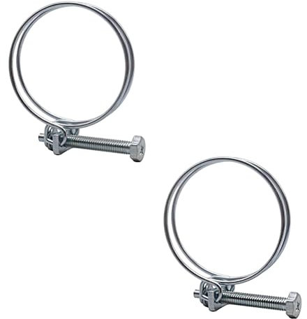 SKIR'CO (2 piezas) Abrazaderas de manguera de doble alambre ajustables de 35-40 mm, abrazaderas de manguera de acero galvanizado, clips de manguera de diámetro ajustable