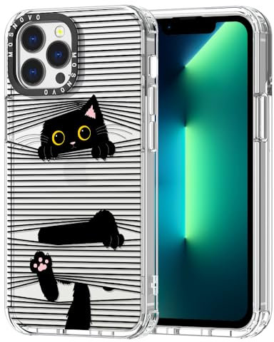 MOSNOVO Coque pour iPhone 13 Pro Max - Housse Fine Transparente Antichoc en TPU + PC [Protection Contre Les Chutes de 2 m/Anti-Pelage] - Chat Noir caché