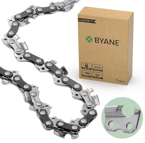 BYANE Carbide Chainsaw Chain 14 Inch, 3/8 LP Pitch, 050 Gauge, 50 Drive Links, Low Kickback, Fits STIHL, MCCULLOCH, REMINGTON, and More- S50 (1 Chain)