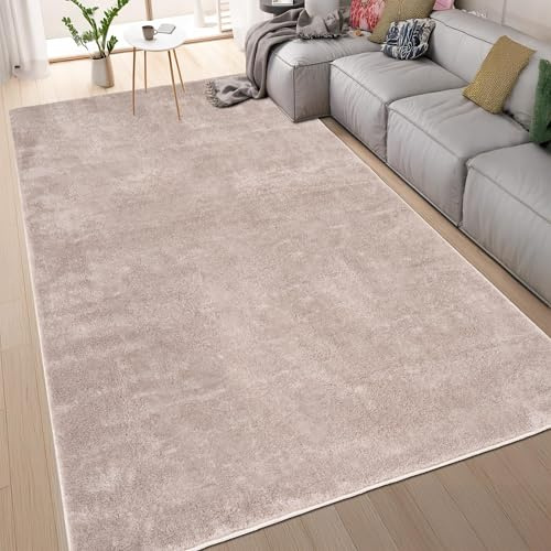homeart Area Rugs – Soft, Short Pile Monochrome Carpets - Anti-Slip Backing, Machine Washable, Modern Fluffy Rugs for Living Room, Bedroom, Kitchen, Entrance - Brown, 160x230 cm