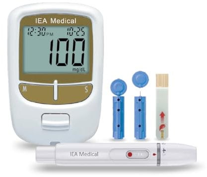 IEA Medical Blutzuckermessgerät | Blutzuckermessgerät Set mit Teststreifen | Zuckermessgerät | Diabetes Test | 50 Teststreifen & 50 Lanzetten