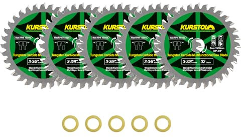 KURSTOL Sägeblatt 85 x 15mm - 32 Zähne Multi Material Kreissägeblatt für Holz, Nichteisenmetalle, Aluminium, Kupfer, Laminate, Kunststoff(5 Stück)