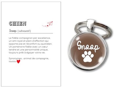 Porte-clés cabochon - Carte définition chien - Cadeau homme femme enfant personnalisé personnalisable prénom texte Idée Anniversaire ou Noël, Accessoire unique animaux (CHIEN)