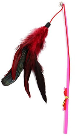 Muuoeou Katzenspielzeug mit Federn Katzenangel Spielangel katzenspielzeug Glocke Fuer Katzen