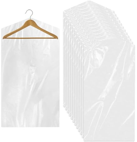 100 Pack Clear Plastic Clothing Bags Covers, Dustproof Garment Bags for Hanging Clothes, Dry Cleaner's Clothing Protective Cover Dry Cleaning Bag for Home Storage Clothing Stores (60×90 cm)