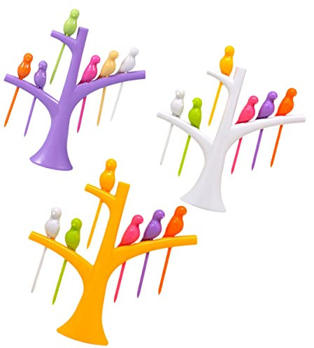 MAGICLULU Palillos De Fruta Forma 3 Juegos De Tenedores Decorativos Para Frutas Postres y Aperitivos Plástico Reutilizable Adecuado Para Fiestas y Cumpleaños Colores y