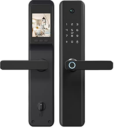 Intelligentes Türgriffschloss, Fingerabdrucktür Schloss Smart Camera Monitor -Anzeige mit 5 Entsperrmethode KEYLESS IC Karte NFC Home Securi M1 Plus für Schlafzimmer, Zuhause, Hotel, Büro, Wohnung(30x