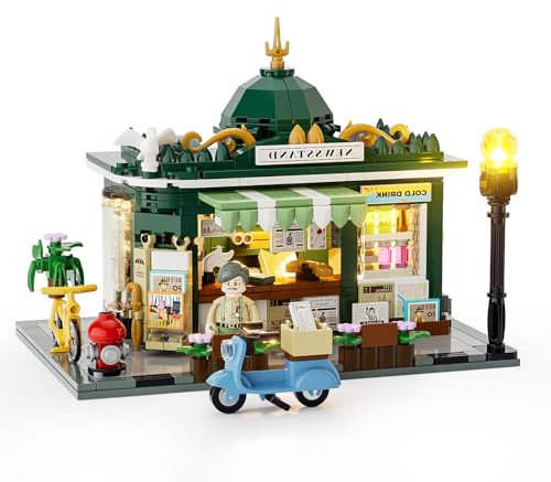 Newsstand Baustein Set, Kiosk Klemmbausteine Deko – Stadtleben, Konstruktionsmodell-Set, 556 Pcs, Erwachsene und Teenager,F9023