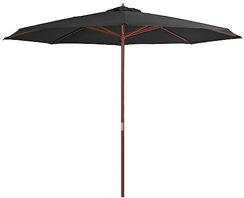 JHQHSM Ombrellone da Esterni con Palo in Legno, Ombrellone da spiaggia Ombrellone Decentrato Ombrellone da giardino Adatto per Spiaggia di sabbia Bar Giardino Piscina 350 cm Antracite