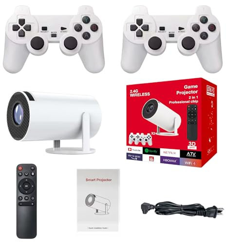 ReyRetro Proyector Consola Retro - 30.000 Juegos - Android - WiFi - Bluetooth - 2 Mandos Inalámbricos - 4K - Videoconsola Emuladora Arcade