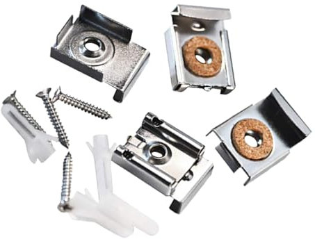 NUOBESTY Lot De 4 Clips De Fixation Pour Miroir Vis De Fixation Supports De Miroir En Métal Robuste Pinces Pour Miroir Mural Supports De Miroir En Verre Supports De Miroir En Verre