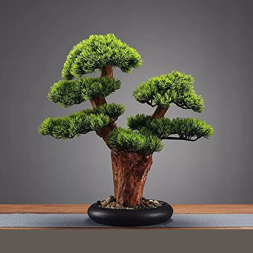 XAoSCd Artificial Bonsai Tree Artificial Bonsai Tree In The Black Round Pot, Realistic Fake Plant Decoration, Potted Artificial House Plants, For Decoration, Desktop Display, Zen Gar,
