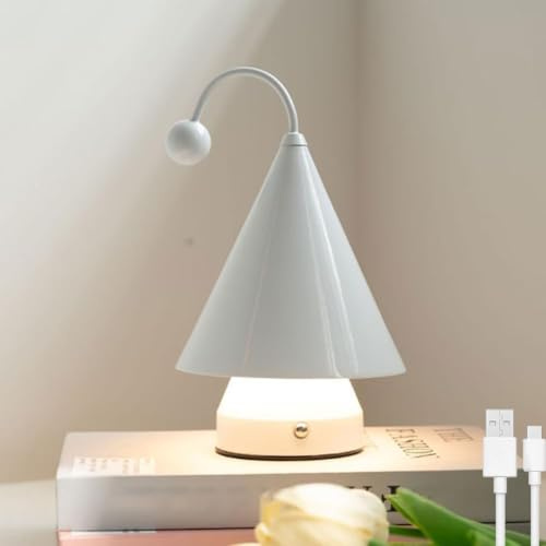 LOGT LED Akku Tischlampe Weihnachtsbaum Design Dekoration Tischleuchte Kabellos USB Aufladbar Pilz Lampe Modern Tragbare Kinderzimmer Lichte Batteriebetrieben Nachtlicht mit Touch Dimming,Weiß