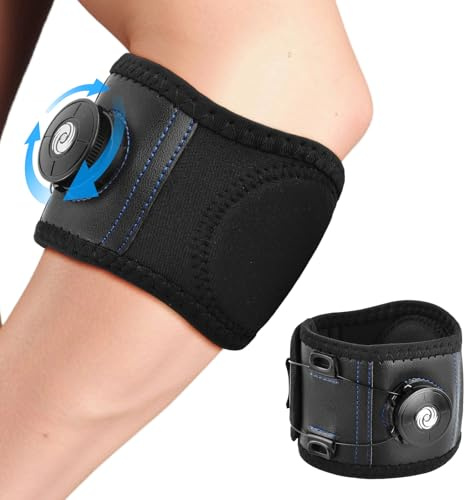 Daelesr Tutore Epicondilite Gomito, Compressione Regolabile, 23-29 cm, Fascia Gomitiera per Epicondilite con Cuscinetto in Silicone, Bendaggio per Uomo Donna Tennis Golfis Elbow e Tendinite