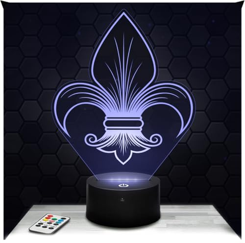 Lampephoto.fr - Lampe Lilienblüte 3D Touch Nachtlicht Symbol des Königtums | Made in France, Sockel & Größe wählbar, dimmbar, Batterie/USB, HD-Lasergravur, Geschenk für Sie & Ihn