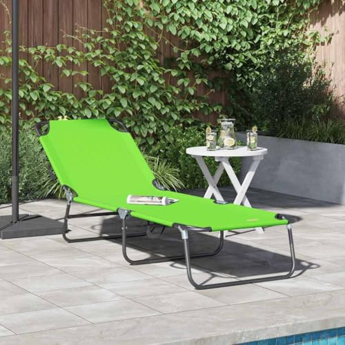 QUAHEAS Klappbare Sonnenliege, 1-Person, Grün, 56x189x87cm, Stoffbezug, Metallrahmen, verstellbar, für Garten, Terrasse, Pool, wetterfest, tragbar