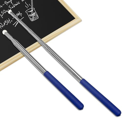 Mirriverse 2 Punteros Telescópicos 120 cm, Varillas para Profesor, Azul | Acero inoxidable, extensibles y retráctiles, mango antideslizante para aula, presentaciones y reuniones
