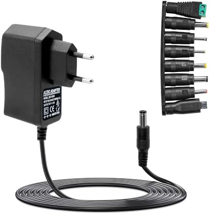 Adaptador de Corriente Universal de 6 V y 1 A, Cargador con 8 Conectores CC de 5,5 mm x 2,1 mm, Fuente de alimentación de CA de 100-240 V a CC de 6 V, para Tiras LED, cámaras CCTV, routers