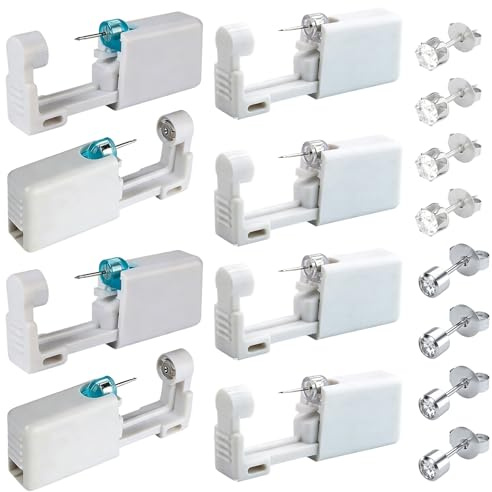 8Pcs Safe Painless Disposable Ear Nose Piercing Gun Kit with Studs | 8Pcs Disposable Ear & Nose Piercing Kit, 4/5mm Safe Painless Piercing Gun with Studs for Personal and Professional Use
