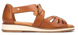 Pikolinos Roquetas Flache Sandalen Damen | Leder | Schnürsenkel | Hellbraun