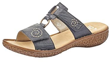 Rieker Damenschuhe Hausschuhe Pantolette Blau Freizeit, Schuhgröße:EUR 37