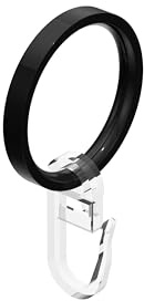 INTERDECO Gardinenstangen Gardinenringe, aus Metall, Schwarz, Flachringe mit Faltenhaken für Vorhangstangen 20 mm, Ringe in 33 x 27 mm, Typ 1120506, 16 Stück