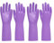 PACIFIC PPE 2 Paar Haushaltshandschuhe, wiederverwendbar, zum Reinigen und Geschirrspülen, latexfrei, wasserdicht, PVC-Handschuhe für Küche, Gartenarbeit, beflockt mit Baumwollfutter (lila, M?