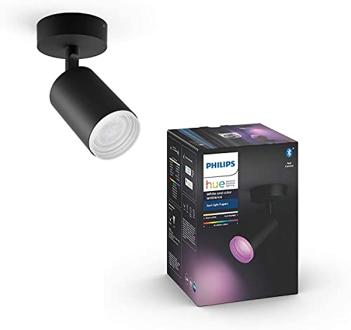 Philips Hue White & Color Ambiance Fugato 1er Spot schwarz 1x350lm, dimmbar, 16 Mio. Farben, steuerbar via App, kompatibel mit Amazon Alexa (Echo, Echo Dot), alte Generation