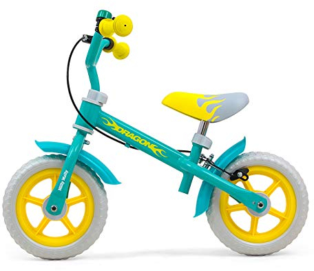 Milly Mally Leichtes Dragon-Laufrad mit Bremse für Kinder, Mint