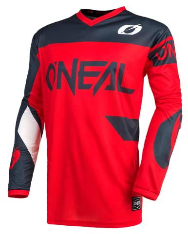 O'NEAL | Maglia da Motocross | Enduro MX | Traspirante, Protezione Imbottita del Gomito, Adatta per la Massima Gamma di Movimento | Element Jersey Racewear | Adulto | Rosso Grigio | Taglia M