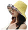 Micoop Damen Leinen Baumwolle UPF 50+ Sonnenhut Reversible Bucket Hat mit breiter faltbarer Krempe und Kinnriemen, gelb, One size