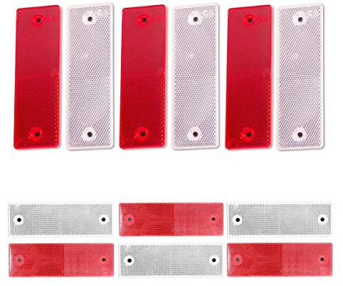 12 Pcs Car Reflector Sticker Truck Reflectors Plastic Red and White Trailer Reflectors Self Adhesive Reflector for Truck Trailer Lorry Boat Motorcycle Tractor