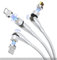 TECHNOPLAY 3 in 1 LED Magnetic fast Charging and data sync Cable compatible with iPhone, i Pad, galaxy, Note, Huawei, HTC, Sony, LG, and various smart phones (White 540 degree rotation)
