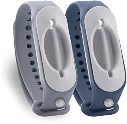 Cleanbrace Desinfektionsarmband 2er-Pack (Grau & Dunkelblau) | Handdesinfektion für unterwegs | inklusive Refiller
