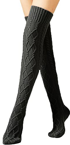 YAMEE Kniestrümpfe Damen Overknee Winter Strick Strümpfe, Beinwärmer für Damen Gestrickt, Stiefelstrümpfe Legwarmers für Damen Beinstulpen 1 Paar