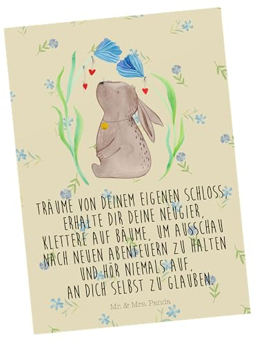 Mr. & Mrs. Panda Grußkarte Hase Blume - Geschenk, Kunstkarten, Geburtstag, Postkarten, Ostern, Ansichtskarte, Kaninchen, Geburt, Ansichtskarten, Schwangerschaft, Postkarte, Taufe