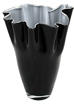 SIGNATURE HOME COLLECTION Glasvase Silber schwarz Blumenvase mundgeblasen 21 x 21 x 30 cm