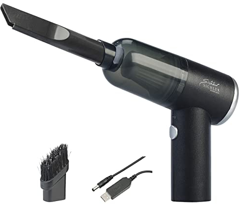 Sichler Haushaltsgeräte Mini Sauger: Kompakter Akku-Handstaubsauger, HEPA, 3 kPa, 50 W, LED, USB (Kleiner Handstaubsauger Akku, Mini Akkusauger, Kleine Staubsauger)