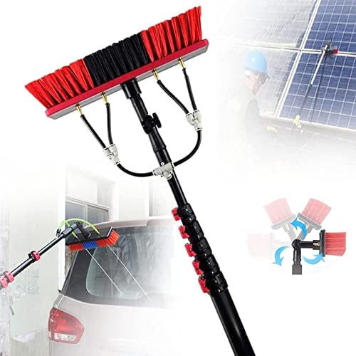 Water Fed Pole Kit, 19ft 30ft 39ft Length Telescopic Water Fed Brush, Water Fed Cleaning System, Outdoor Window Cleaner w/Hose, Cleaning Tool for Window Glass, Solar Panel,30FT/9M